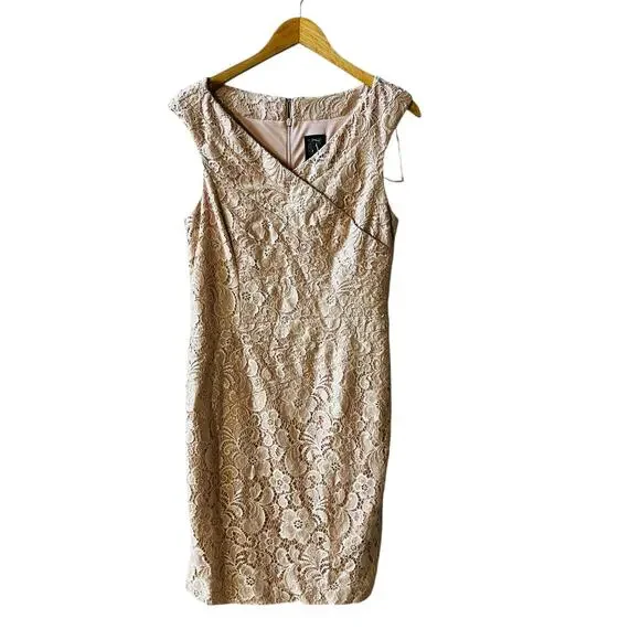 Jax Cream Lace Lined V Neck Dress Size 10 - Picture 2 of 7